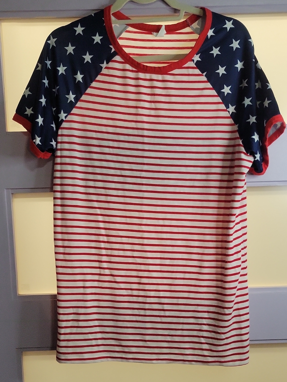 Striped Red & Navy Short Sleeve Raglan Tee